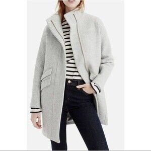 J.Crew Stadium Cloth by Nello Gori Coat Gray Wool Zip Funnel Neck SIZE 10